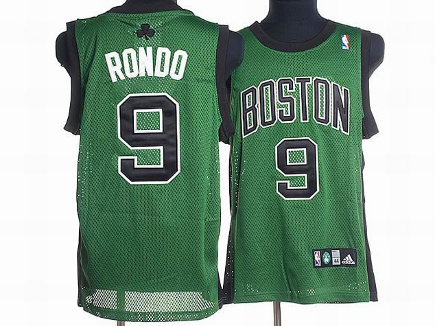 NBA Boston Celtics 9 Rajon Rondo Authentic Road Green Black Number Jersey